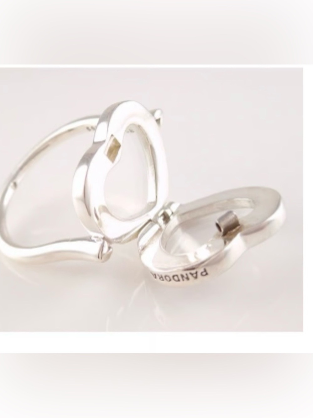 FLOATING HEART LOCKET Authentic PANDORA Sterling Silver Ring Sz 7 Free charm ! - Picture 2 of 3